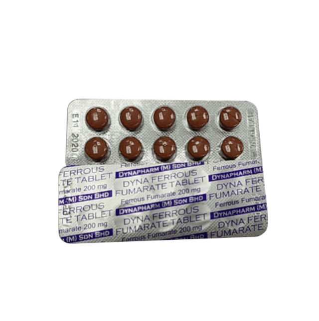 Dyna Ferrous Fumarate 200mg Tablet, 10s (Strip)